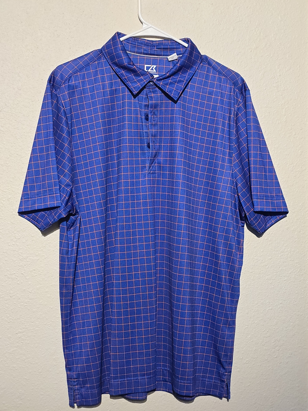 Cutter & Buck Blue Polo with Red Grid